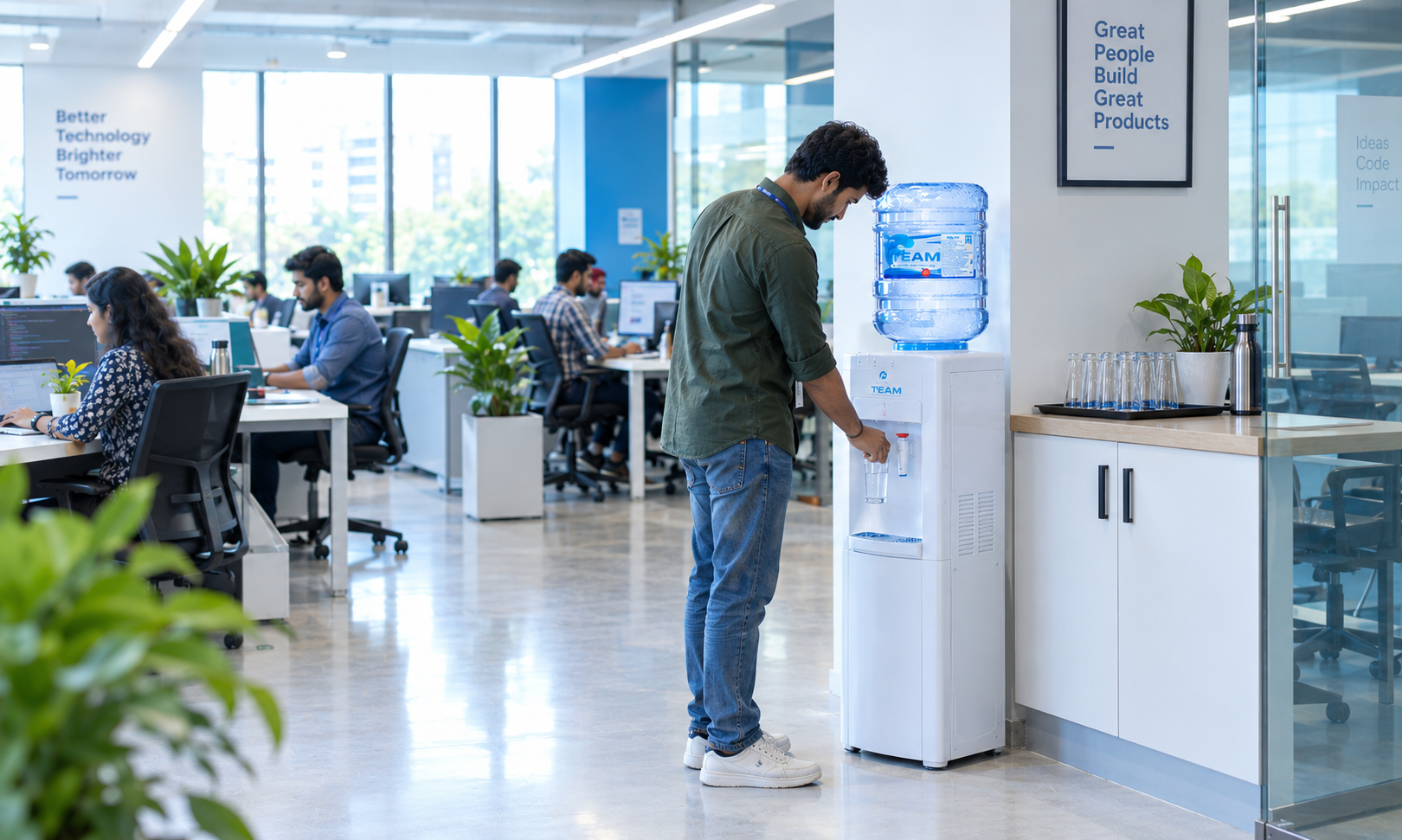 IT and technology office workplace for corporate drinking water supply
